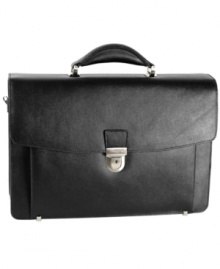 Pick a bag that showcases your style sense and keeps up with your fast-paced life. This luxurious leather portfolio features a easy-access flapover design with a secure tuck-lock closure that opens to a perfectly sized, fully-lined interior. Pick a bag that showcases your style sense and keeps up with your fast-paced life. This luxurious leather portfolio features a easy-access flapover design with a secure tuck-lock closure that opens to a perfectly sized, fully-lined interior.