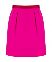 Finish your look on an impossibly feminine note with Tara Jarmons fuchsia pleated wool skirt, perfect for showcasing breezy tops and statement accessories - Hidden back zip, contrast grosgrain waistline with flat bow detail, full skirt - Style with romantic silk blouses and platform pumps