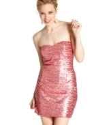 Dress to party! Reflective sequins add gorgeous luster to this strapless, sweetheart-style minidress from Trixxi!