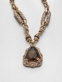 An intricately engraved bronze link chain with a faceted smoky quartz pendant inspired by the designer's love of nature's bounty. BronzeSmoky quartzLength, about 27.5Pendant size, about 2Toggle closureMade in USA An intricately engraved bronze link chain with a faceted smoky quartz pendant inspired by the designer's love of nature's bounty. BronzeSmoky quartzLength, about 27.5Pendant size, about 2Toggle closureMade in USA