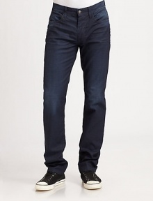 Cotton jeans in a rich hue offering a classic five-pocket design.Button closureZip flyBelt loopsFive-pocket styleInseam, about 34CottonMachine washMade in USA