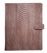 Thoughtfully designed to fold horizontally or vertically, your iPad will be protected within this python-embossed leather case with chamois-cloth lining, secure snap tab and four leather wrapped corner straps.Accommodates all iPad modelsLeather8 X 9.75Made in USA