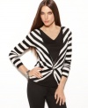 Twisted sister! INC's striped top takes the layered look to a new graphically-chic heights!