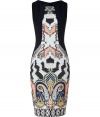 Work an iconic print into your sleek tailored dress collection with Etros ultra flattering paisley print paneled sheath - Round neckline, sleeveless, hidden back zip, kick pleat - Form-fitting - Wear with just as bright accessories