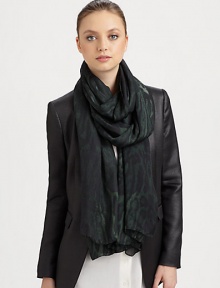 A classic pashmina scarf is enhanced with a striking abstract animal print.90% modal/10% cashmereAbout 70 X 180Dry cleanMade in Italy A classic pashmina scarf is enhanced with a striking abstract animal print.90% modal/10% cashmereAbout 70 X 180Dry cleanMade in Italy