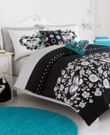 The Roxy Alexis comforter set exudes modern sophistication with an understated floral and polka dot landscape. The Roxy Alexis comforter set exudes modern sophistication with an understated floral and polka dot landscape.