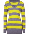 With punchy stripes and an oh-so-flattering fit, this mixed knit pullover from Milly will instantly upgrade your new-season style - V-neck, long sleeves with stitched elbow pads, ribbed cuffs and hem - Slim fit, long body - Pair with skinny jeans, a lightweight parka, and ankle-length buckle boots