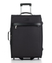 Rely on the luxury of a sophisticated suiter to deliver unparalleled storage in an expandable main compartment. A fully-lined interior offers multiple storage pockets, removable toiletry and accessory bag, and a garment bag that guarantee your flawless appearance always matches your exceptional luggage. 10-year limited warranty. (Clearance)