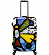 Graphic appeal! Brighten up your trip with the fun and lively coloring of this butterfly-inspired suitcase. You'll always spot your suitcase in a busy terminal and the hardside, frameless construction with built-in TSA lock guarantees your essentials will always arrive in one piece. 7-year warranty.