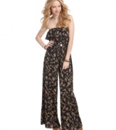 Score vintage-inspired style with this floral-print jumpsuit from American Rag! Pairs great with platform heels for a look that's utterly chic!