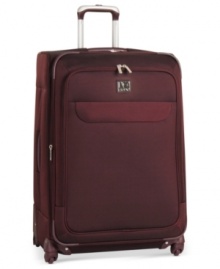 In the unknowns of travel, be known. A refined, yet eye-catching, style sets this spinner apart from the pack with a two-tone exterior that combines sophistication and durability. An expandable design makes living life on the go organized and easy, plus a fully-lined interior features a variety of organizer pockets, adjustable valet straps and a removable toiletry pouch. 10-year warranty. (Clearance) In the unknowns of travel, be known. A refined, yet eye-catching, style sets this spinner apart from the pack with a two-tone exterior that combines sophistication and durability. An expandable design makes living life on the go organized and easy, plus a fully-lined interior features a variety of organizer pockets, adjustable valet straps and a removable toiletry pouch. 10-year warranty. (Clearance)