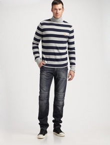 A lightweight answer to every winter style conundrum in a wide-striped cotton knit. Logo embroidery Cotton Machine wash Imported 