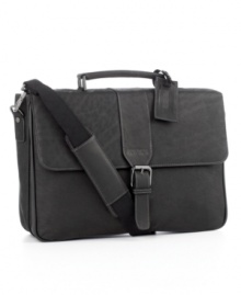 Let your tech stuff travel in the lap of luxury, surrounded by rich, full-grain cowhide leather. Kenneth Cole's computer case features a double compartment design with a business organizer and a padded computer pocket to protect your laptop. Limited lifetime warranty. Let your tech stuff travel in the lap of luxury, surrounded by rich, full-grain cowhide leather. Kenneth Cole's computer case features a double compartment design with a business organizer and a padded computer pocket to protect your laptop. Limited lifetime warranty.
