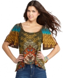 For style that can't be beat, layer a stand-out tribal print top, like this one from Fire, with a pair of perfectly fitted jeans. For style that can't be beat, layer a stand-out tribal print top, like this one from Fire, with a pair of perfectly fitted jeans.