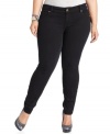 Score a sleek look with Baby Phat's plus size skinny jeans, finished by a black wash.