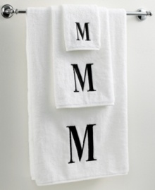 Dry off in your signature style with monogrammed towels from Avanti. Embroidered with a single capital letter in Bodoni font, this combed cotton hand towel makes it easy to personalize your bath. Dry off in your signature style with monogrammed towels from Avanti. Embroidered with a single capital letter in Bodoni font, this combed cotton hand towel makes it easy to personalize your bath.