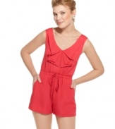 Saturated in sweet details, from the ruffled neckline to the vibrant hue, this romper from Be Bop gives new meaning to rich style!