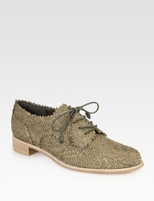 Menswear-inspired, textured straw oxford with a lace-up front and slightly stacked heel. Stacked heel, 1 (25mm)Straw upperLeather liningBuffed leather solePadded insoleImportedOUR FIT MODEL RECOMMENDS ordering true size. 