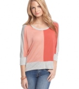 Be cool in this new top on the color block from American Rag that's as comfy as it is on-trend!