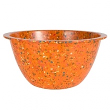 This bowl is made of recycled durable melamine. It would make a fun addition to any kitchen. The bowl is durable enough to use with an electric mixer. Stain resistant. This bowl is made of recycled durable melamine. It would make a fun addition to any kitchen. The bowl is durable enough to use with an electric mixer. Stain resistant.
