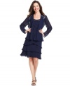 SL Fashions' evening ensemble features a chic cutout design at the neckline of the jacket and dress, as well as a generous dose of shimmering sequins.