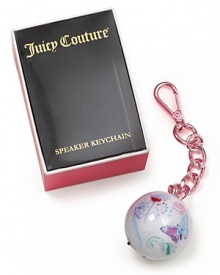Flaunting a butterfly design on a pink chain, this smart Juicy Couture keychain doubles as a speaker to broadcast her favorite tunes.