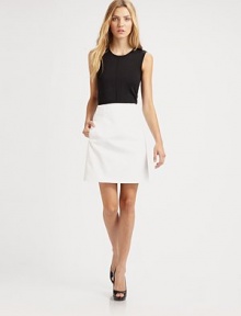 Sleek stretch cotton, tailored in a flattering A-line silhouette and accented with welt pockets.Side welt pocketsFront and back dartsConcealed back zipAbout 19½ from natural waist97% cotton/3% lycraDry cleanMade in Italy of imported fabricModel shown is 5'9 (175cm) wearing US size 4.OUR FIT MODEL RECOMMENDS ordering true size. 