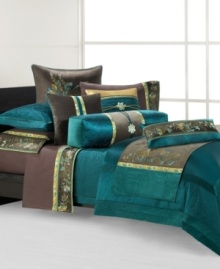 Escape into an ocean of luxury. Natori's Potala Palace duvet cover brings elegance to the bedroom with soft, teal silk and cotton finished with intricate quilting and velvet trim. Reverses to cotton sateen; button closure. Escape into an ocean of luxury. Natori's Potala Palace duvet cover brings elegance to the bedroom with soft, teal silk and cotton finished with intricate quilting and velvet trim. Reverses to cotton sateen; button closure.