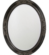 Feel like royalty in the presence of the Queen Ann oval mirror. Elegant flourishes and inner beading dressed in dramatic black grace an antique-inspired frame.