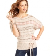 Cute is the name of the game with this belted, fair-isle pattern pullover from Sweater Project!