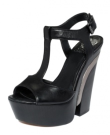 Turning heads? You were cut out for the job with the Babe platform sandals by Vince Camuto. Six inches of stacked wood give you a leg up on the competition.