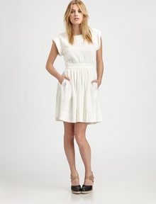 Crinkled cotton crepe in a full-skirted frock that defines effortless chic.ScoopneckDropped shouldersRolled cap sleevesElastic waistCenter back zipperAbout 19 from natural waist99% cotton/1% polyurethaneHand washImportedModel shown is 5'9½ (176cm) wearing US size 4. Crinkled cotton crepe in a full-skirted frock that defines effortless chic.ScoopneckDropped shouldersRolled cap sleevesElastic waistCenter back zipperAbout 19 from natural waist99% cotton/1% polyurethaneHand washImportedModel shown is 5'9½ (176cm) wearing US size 4.