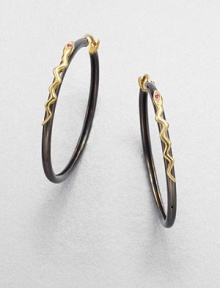 EXCLUSIVELY AT SAKS.COM From the Meadowlark Collection. An exotic piece featuring white sapphire and ruby accented 18k goldplated snakes on a black rhodium-plated sterling silver hoops. 18k goldplated sterling silverBlack rhodium-plated sterling silverWhite sapphire and rubyLength, about 114k gold hinged, post backImported 