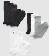 Available in extended sizes, this 3 pack of Polo crew socks fits the bill for convenience and comfort.