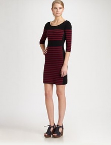 Striped cotton boatneck has three-quarter sleeves, contrasting trim and an enticingly low back. BoatneckThree-quarter sleevesScoopbackAbout 22 from natural waistCottonDry cleanImportedModel shown is 5'10 (177cm) wearing US size Small. Striped cotton boatneck has three-quarter sleeves, contrasting trim and an enticingly low back. BoatneckThree-quarter sleevesScoopbackAbout 22 from natural waistCottonDry cleanImportedModel shown is 5'10 (177cm) wearing US size Small.
