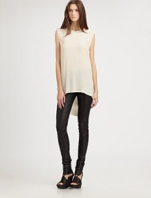 Supple leather, in a slim-fitting, pull-on style.Elastic waistband Inseam, about 40LeatherDry cleanMade in Italy of imported fabricModel shown is 5'11 (180cm) wearing US size 4. 
