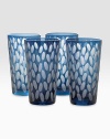 Texture and color for every occasion in finely etched, beautifully tinted glass. From the Sandstone Collection Set of 4 14 oz. capacity 6 high Dishwasher safe Imported 