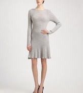 An allover rib-knit texture defines this soft Merino wool silhouette.CrewneckLong sleevesFlared hemlineAllover rib-knitAbout 25 from natural waistMerino woolDry cleanImportedModel shown is 5'10½(179cm) wearing US size Small. 