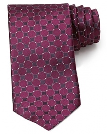 The pattern of this lavish silk tie from Canali creates depth and dimension to your professional attire, perfect for a major office presentation. The pattern of this lavish silk tie from Canali creates depth and dimension to your professional attire, perfect for a major office presentation.