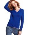 The softest cashmere in a flattering V-neck silhouette makes this sweater from Charter Club a must-have.
