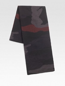 Subtle camo print lends military inspirations to a cold weather essential.8W x 70L54% mohair wool/46% nylonDry cleanMade in Italy