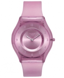 A mesmerizing shade of purple gives this Purple Softness collection Swatch watch a regal appearance.