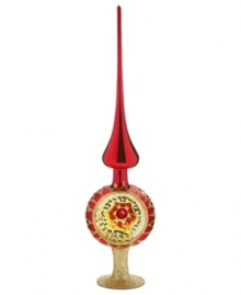 A bright idea! This Inge-Glas reflector finial is the focal point of any Christmas tree. Mouth-blown and hand-painted in festive colors, it shines brightest from the top of your tree. A bright idea! This Inge-Glas reflector finial is the focal point of any Christmas tree. Mouth-blown and hand-painted in festive colors, it shines brightest from the top of your tree.