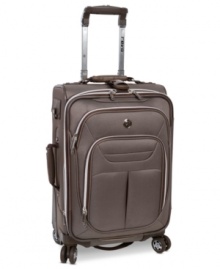 A spin, spin situation! You can't lose with Revo's durable and versatile expandable suitcase. Set on 8 easy-glide 360º wheels, this bag rolls with the punches & packs in everything you can't live without and keeps it in perfect order, so you arrive cool, calm & composed. A side-bound construction and tri-tone exterior make dependability and style a part of every itinerary. A spin, spin situation! You can't lose with Revo's durable and versatile expandable suitcase. Set on 8 easy-glide 360º wheels, this bag rolls with the punches & packs in everything you can't live without and keeps it in perfect order, so you arrive cool, calm & composed. A side-bound construction and tri-tone exterior make dependability and style a part of every itinerary.
