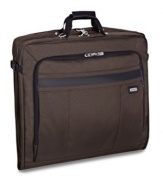 Dress up for weekend weddings and short business trips with Hartmann's luxurious overnight garment bag. Suits and dresses come out looking fresh and virtually wrinkle-free thanks to a universal hanger trolley with secure clamp. A selection of pockets helps organize accessories, while a detachable over-the-door hook comes in handy for hotel room convenience. Limited lifetime warranty.