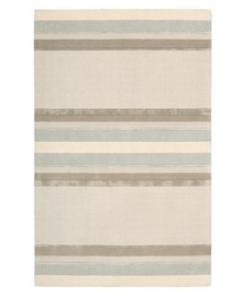 Linear designs are accented with exotic faux silk to create a timeless palette in the Sahara area rug from Calvin Klein. Crafted by skilled artisans in India, it features generously thick wool and viscose fibers woven to create remarkable strength and impeccable elegance. Linear designs are accented with exotic faux silk to create a timeless palette in the Sahara area rug from Calvin Klein. Crafted by skilled artisans in India, it features generously thick wool and viscose fibers woven to create remarkable strength and impeccable elegance.