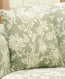Flowers and vines dance across a solid duck background for a fresh take on traditional elegance in the Verona decorative pillow from Sure Fit. Choose from soothing tones of sage or cocoa. Flowers and vines dance across a solid duck background for a fresh take on traditional elegance in the Verona decorative pillow from Sure Fit. Choose from soothing tones of sage or cocoa.