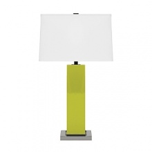 Make an impression with this eye-catching, sleek lamp. Available in an array of colors, it is accented with polished nickel and topped with an off white drum shade.