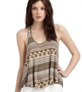 Casual and cool modal has an easy racerback shape and exotic elephant motif.Scoop neckline Sleeveless Racerback About 22 from shoulder to hem Modal; machine wash Imported