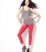 In a cherry red wash, these Joe's Jeans leopard-print skinny jeans are a must-have for a fashion-forward look!